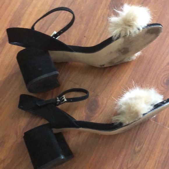 Zara Fur sandals. Size 7 black beige - Picture 7 of 8